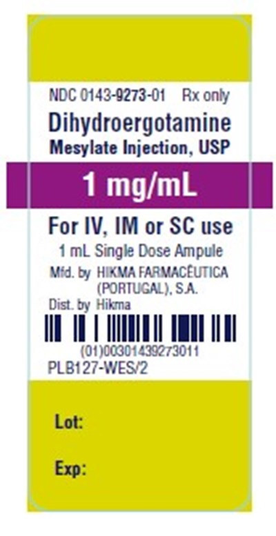 Container label - dihydroergotamine mesylate injection usp 3