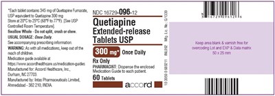 quetiapine-300mg-60-label.jpg Quetiapine fumarate tablet, extended release 400 mg 60 Tablets Bottle - quetiapine 300mg 60 label