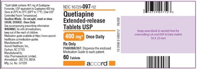 quetiapine-400mg-60-label.jpg Quetiapine fumarate tablet, extended release 400 mg 60 Tablets Bottle - quetiapine 400mg 60 label