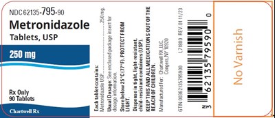 Image Description (Metronidazole Tabs 250mg 90s Bottle Label)