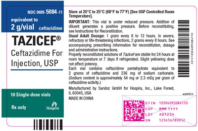 PRINCIPAL DISPLAY PANEL - 1 gram Vial Tray Label - tazicef 05