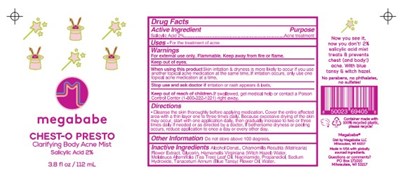 Chest-o Presto Clarifying Body Acne Mist Drug Facts Active Ingredient Salicylic Acid 2% Purpose Acne Treatment (Chesto)