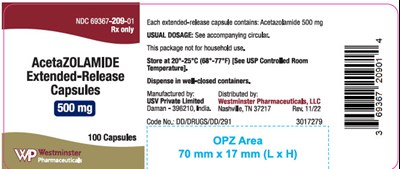 acetazolamide-02.jpg PRINCIPAL DISPLAY PANEL - 500 mg Capsule Bottle Label - acetazolamide 02