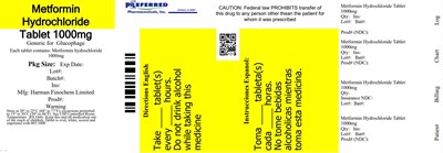 Metformin Hydrochloride Tablet 1000mg (Metformin 1000mg 500s)