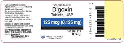 digoxin-tablet-2.jpg NDC 0143-1240-01 Digoxin Tablets, USP 125 mcg (0.125 mg) 100 Tablets Rx Only - digoxin tablet 2