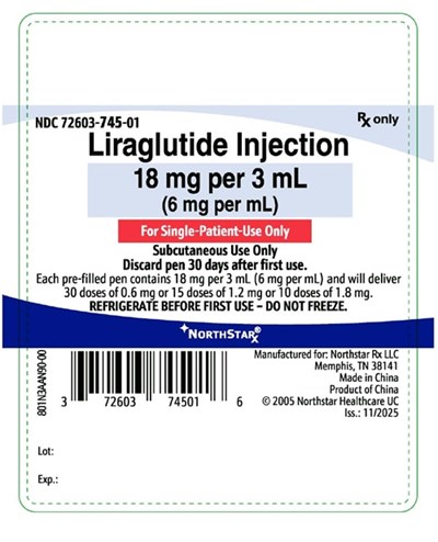 Principal Display Panel – Liraglutide Injection 18 mg Per 3 mL Syringe Label (Lira Syringe Ns V1)