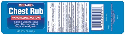 label - med aid chest rub