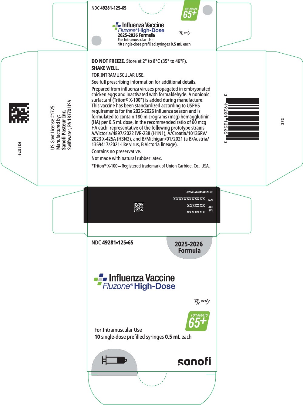 Fluzone High Dose Northern Hemisphere - Images NDC 63552-722