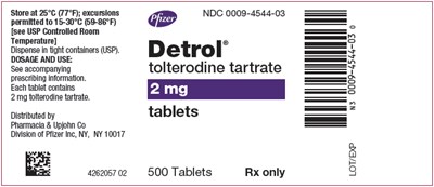 detrol-06.jpg PRINCIPAL DISPLAY PANEL - 2 mg Tablet Bottle Label - detrol 06
