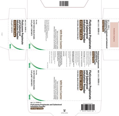 fluticasone-propionate-salmeterol-inhalation-powde-24.jpg 232 mcg / 14 mcg Carton - NDC 0093-3609-82 - fluticasone propionate salmeterol inhalation powde 24