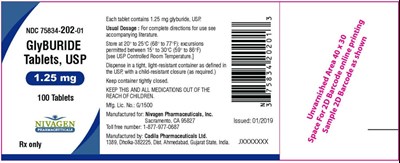 glyburide-02.jpg PRINCIPAL DISPLAY PANEL - 1.25 mg Tablet Bottle Label - glyburide 02