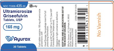 Image Description (Ultramicrosize Griseofulvin Tabs 165mg Bottle Label)