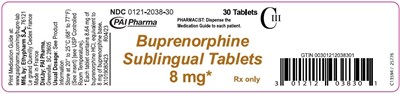 buprenorphine-hydrochloride-4.jpg PRINCIPAL DISPLAY PANEL - 8 mg Sublingual Tablet 30-count Bottle Label - buprenorphine hydrochloride 4