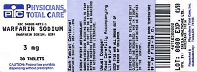 Warfarin Sodium 3 mg Tablets (4871)