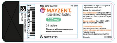 PRINCIPAL DISPLAY PANEL								NDC 0078-0979-50								Rx only								MAYZENT®								(siponimod) tablets								0.25 mg								28 tablets								Dispense with accompanying Medication Guide.								NOVARTIS - baf312 06