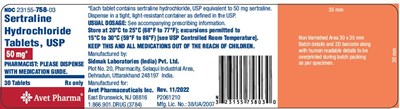 Container Label 50 mg- 30 Tablets - sertraline container label 50mg 30ct