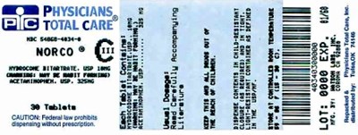 4034.jpg PRINCIPAL DISPLAY PANEL NDC 52544-539-01 NORCO® 10/325 CIII Hydrocodone Bitartrate and Acetaminophen Tablets, USP 10 mg/325 mg Each tablet contains: Hydrocodone bitartrate, USP…10 mg Acetaminophen, USP …325 mg - 4034