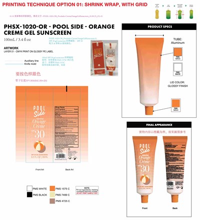 Poolside Orange Creme Spf 30 Scented Gel Sunscreen (24(1))