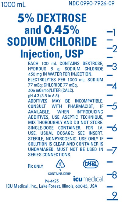 dextrose-05.jpg PRINCIPAL DISPLAY PANEL - 1000 mL Bag Label - NDC 0990-7926-09 - dextrose 05