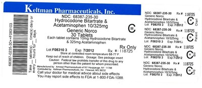Label Image For 10/325 (Hydrocodonebitartrate10 325)