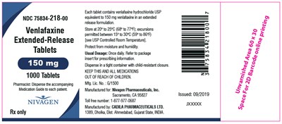 venlafaxine-03.jpg PRINCIPAL DISPLAY PANEL - 150 mg Tablet Bottle Label - venlafaxine 03