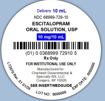 "image Description" (Escitalopram Oral Solution 10ml Cup Label)