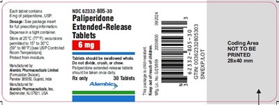 30 tablets - paliperidone 6 mg