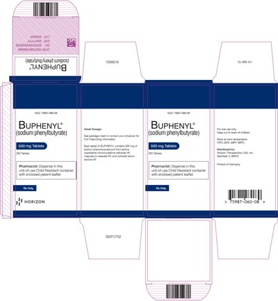 buphenyl-02.jpg PRINCIPAL DISPLAY PANEL - 500 mg Tablet Bottle Carton - buphenyl 02