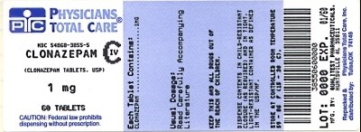 This Is An Image Of The Label For 1 mg Clonazepam Tablets, Usp Civ. (3855)