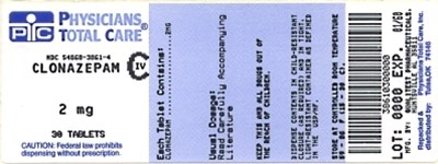 This Is An Image Of The Label For 2 mg Clonazepam Tablets, Usp Civ. (3861)