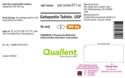 gabapentin-fig6.jpg PACKAGE LABEL-PRINCIPAL DISPLAY PANEL - 600 mg (100 Tablets Bottle) - gabapentin fig6