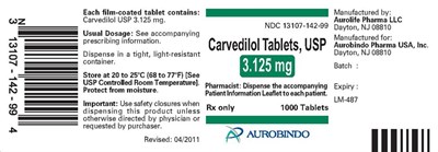 carvedilol-fig3.jpg PACKAGE LABEL-PRINCIPAL DISPLAY PANEL - 3.125 mg (1000 Tablet Bottle) - carvedilol fig3