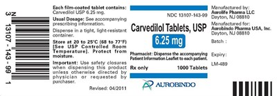 carvedilol-fig4.jpg PACKAGE LABEL-PRINCIPAL DISPLAY PANEL - 6.25 mg (1000 Tablet Bottle) - carvedilol fig4