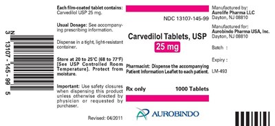 carvedilol-fig6.jpg PACKAGE LABEL-PRINCIPAL DISPLAY PANEL - 25 mg (1000 Tablet Bottle) - carvedilol fig6