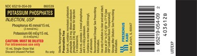 pot0h-0001-04.jpg PACKAGE LABEL - PRINCIPAL DISPLAY – Potassium Phosphates Inj, USP 15 mL Vial Label - pot0h 0001 04
