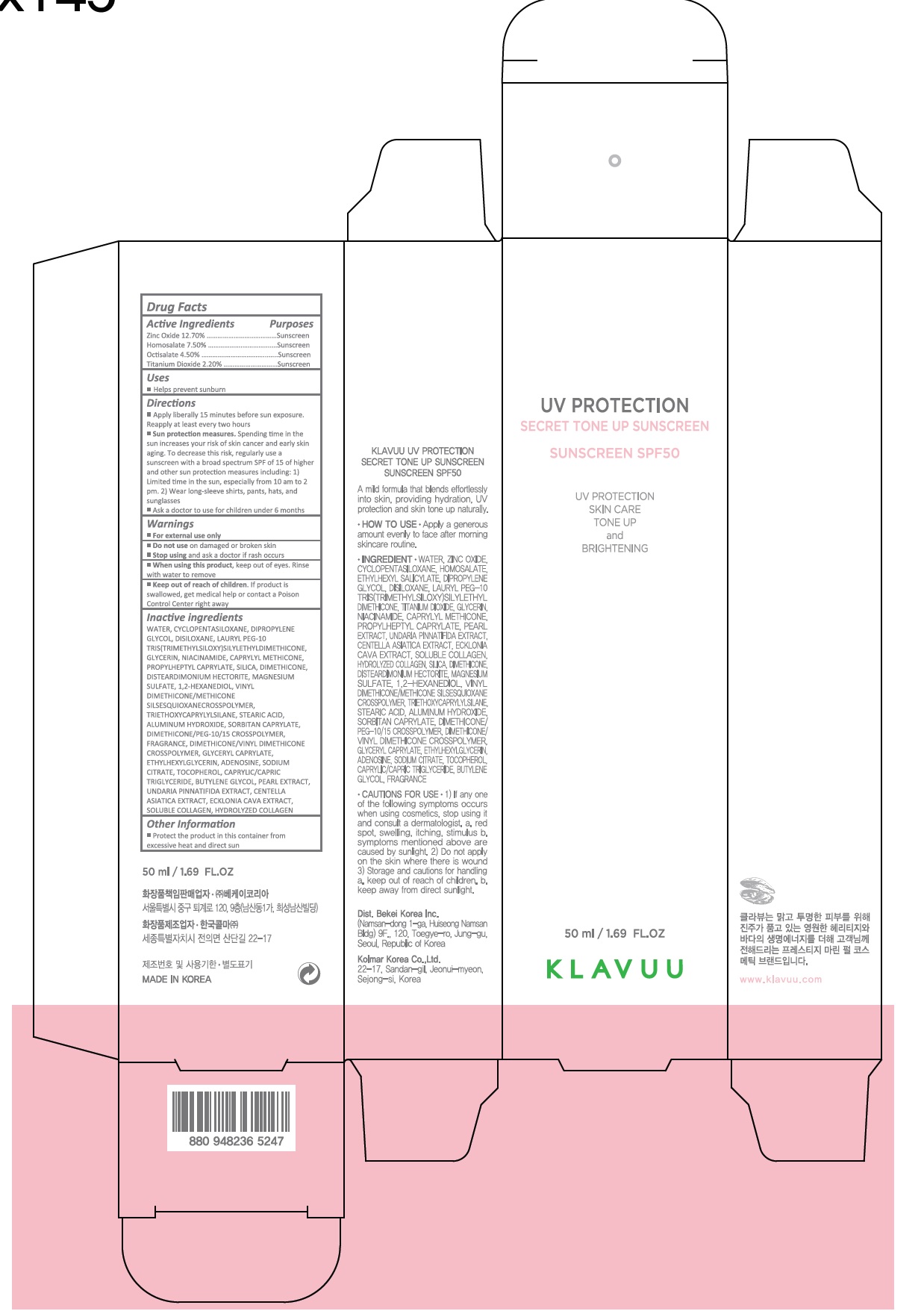 Klavuu Uv Protection Secret Tone Up - Images NDC 70976-007