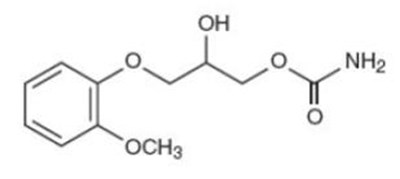 The chemical name of methocarbamol is 3-(2-methoxyphenoxy)-1, 2-propanediol 1-carbamate and has the empirical formula C11H15NO5. Its molecular weight is 241.24.The structural formula is shown below. - methocarbamol tablets 500mg 01