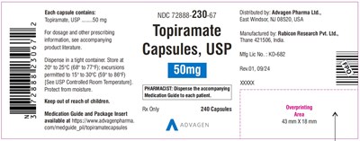 Image Description (Topiramate Cap 50mg 240s Bottle Label)