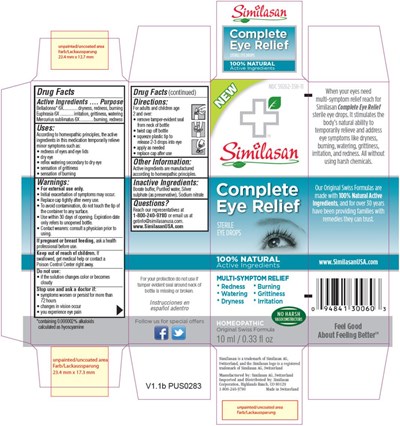 PRINCIPAL DISPLAY PANEL NEW NDC 59262-358-11 Similasan Complete Eye Relief STERILE EYE DROPS 10 mL/0.33 fl oz - complete eye relief 1