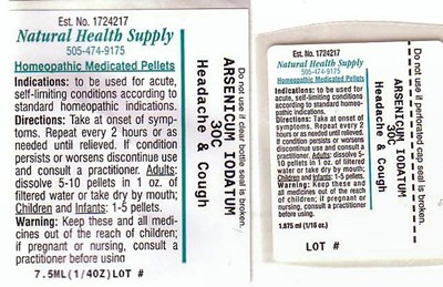 Headache Cough Label (Nhs Headache Cough)