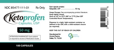 Ndc 85477-111-01rx Onlyketoprofencapsules, Usp50 mg100 Capsules (Ketoprofen 50mg 04)