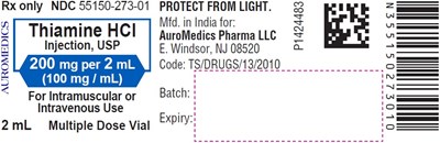 thiamine-fig1.jpg PACKAGE LABEL-PRINCIPAL DISPLAY PANEL – 200 mg per 2 mL (100 mg / mL) - Container Label - thiamine fig1