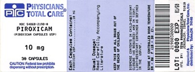Piroxicam Capsules Usp 10 mg Label (2198)