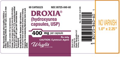 Principal Display Panel - 400 mg Capsule Bottle Label - droxia 04