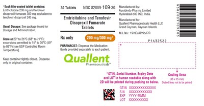 PACKAGE LABEL-PRINCIPAL DISPLAY PANEL - 200 mg/300 mg (30 Tablet Bottle) - emtriteno fig1