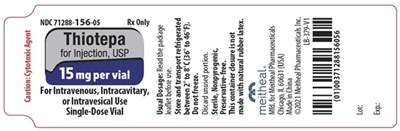 Principal Display Panel – Thiotepa For Injection, Usp 15 mg Vial Label (Thiotepa Vial 15mg)