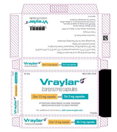 vraylar-09.jpg PRINCIPAL DISPLAY PANELNDC 61874-115-20Vraylar(cariprazine) Capsules1.5 mg per capsule20 capsules (2x10-count blister cards)Rx Only - vraylar 09