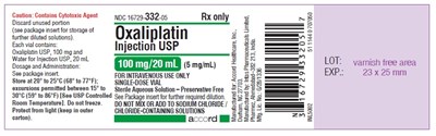 Oxaliplatin Injection, Usp 100 mg/20 mL (5 mg/ml)-single-dose Vial-label (Oxaliplatin Inj 100mg 20ml Label)