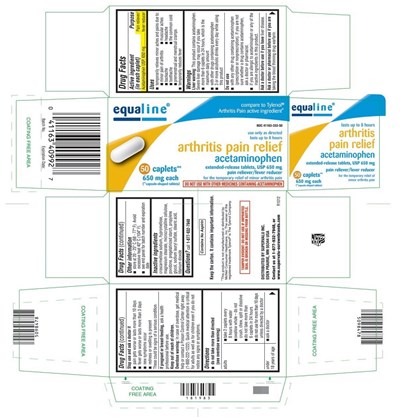 APAPArthritis.jpg This is the 50 count bottle carton label for Equaline Acetaminophen extended-release tablets, USP 650 mg. - APAPArthritis