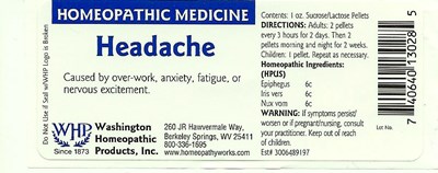 Image Of Bottle Label (Headache)